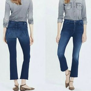 Mother Hustler Ankle jeans in blue ink. Size 27